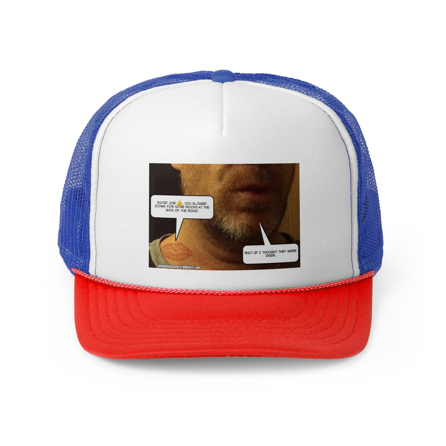 Funny Graphic Trucker Cap - "Those were rocks" Comic Design