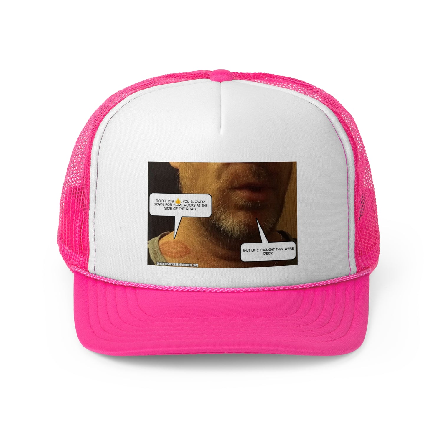 Funny Graphic Trucker Cap - "Those were rocks" Comic Design