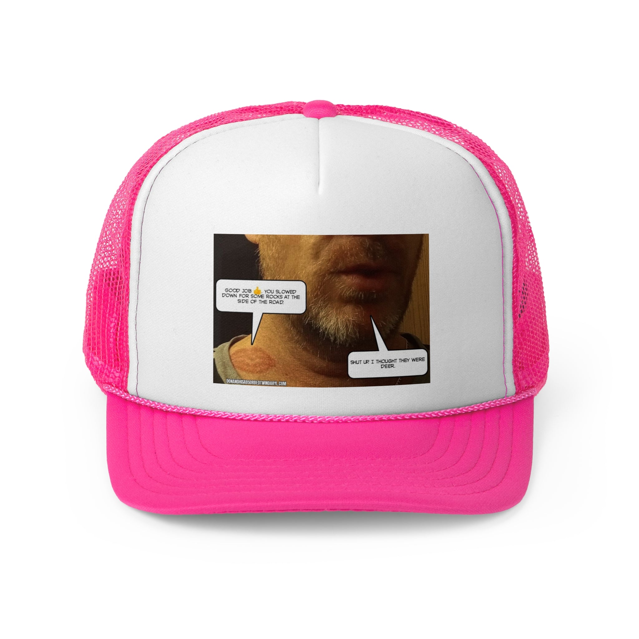 Funny Graphic Trucker Cap - "Those were rocks" Comic Design