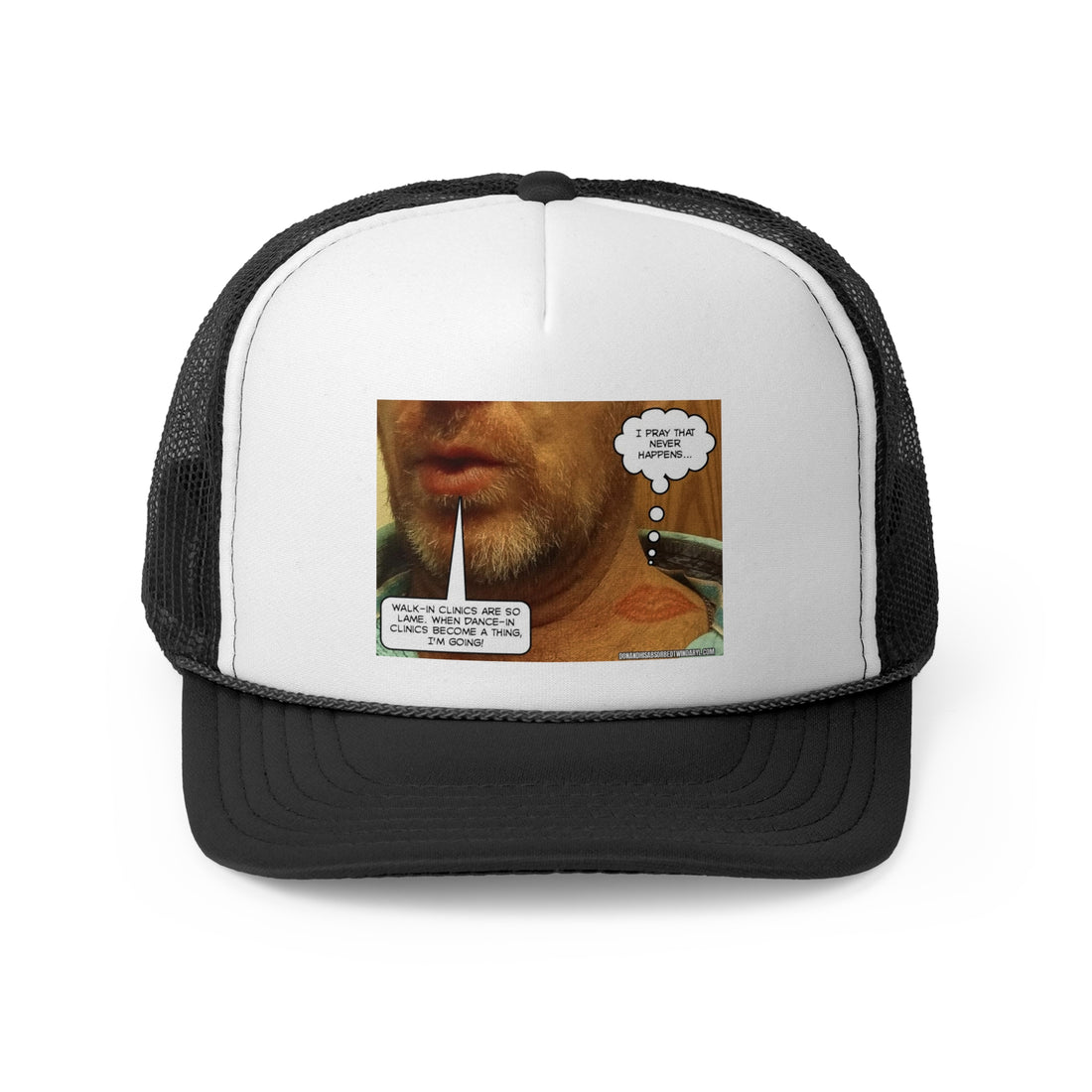 Funny Trucker Cap - "Walk in Clinics" Comic Design for Medical Humor Lovers