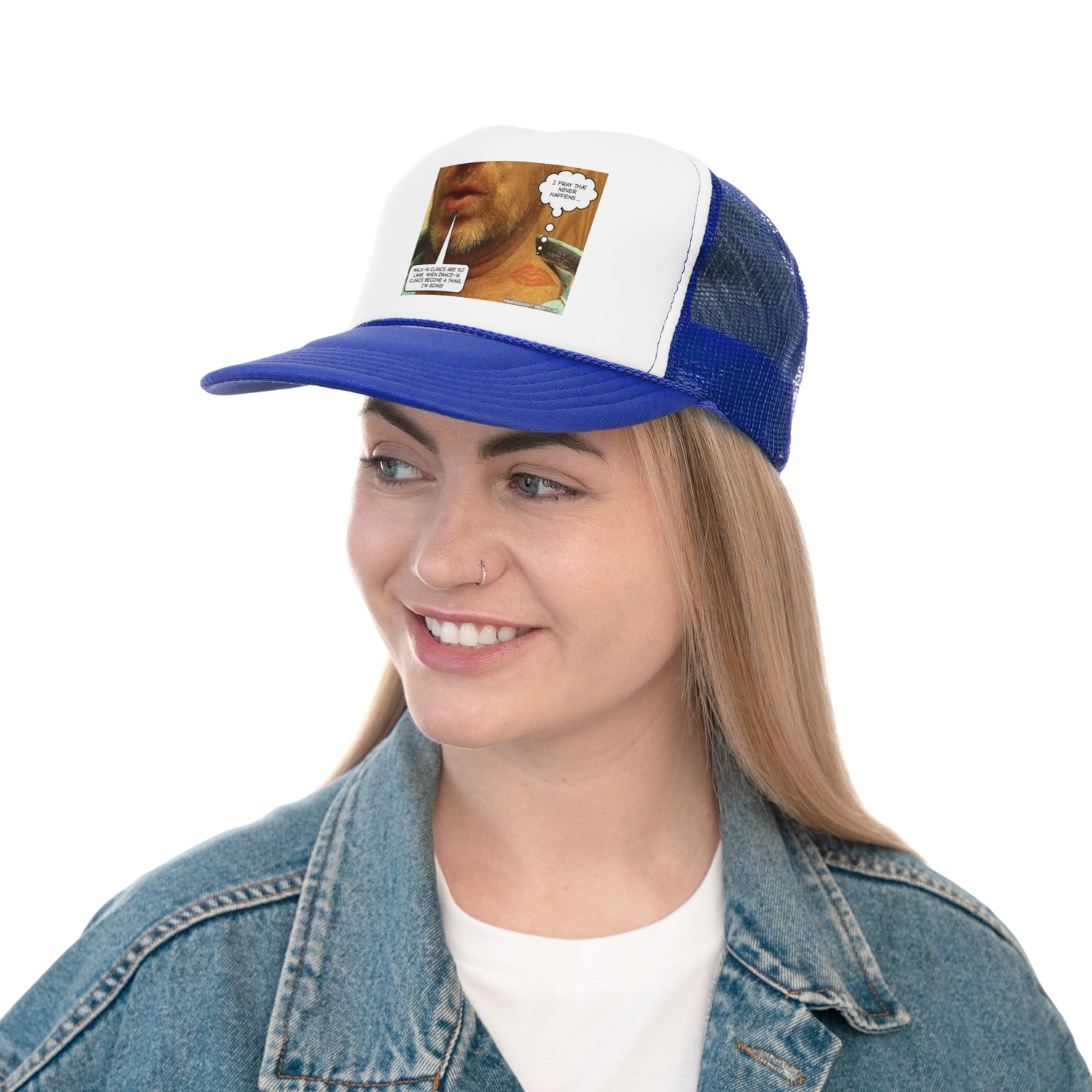 Funny Trucker Cap - "Walk in Clinics" Comic Design for Medical Humor Lovers