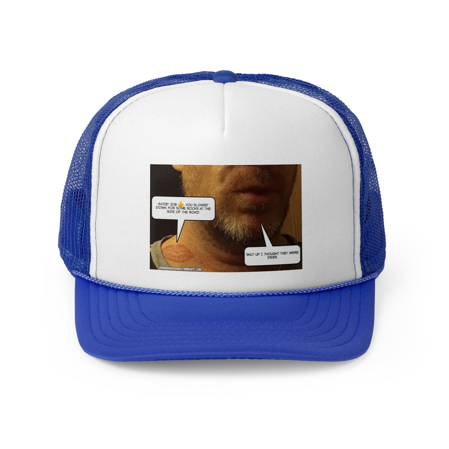 Funny Graphic Trucker Cap - "Those were rocks" Comic Design