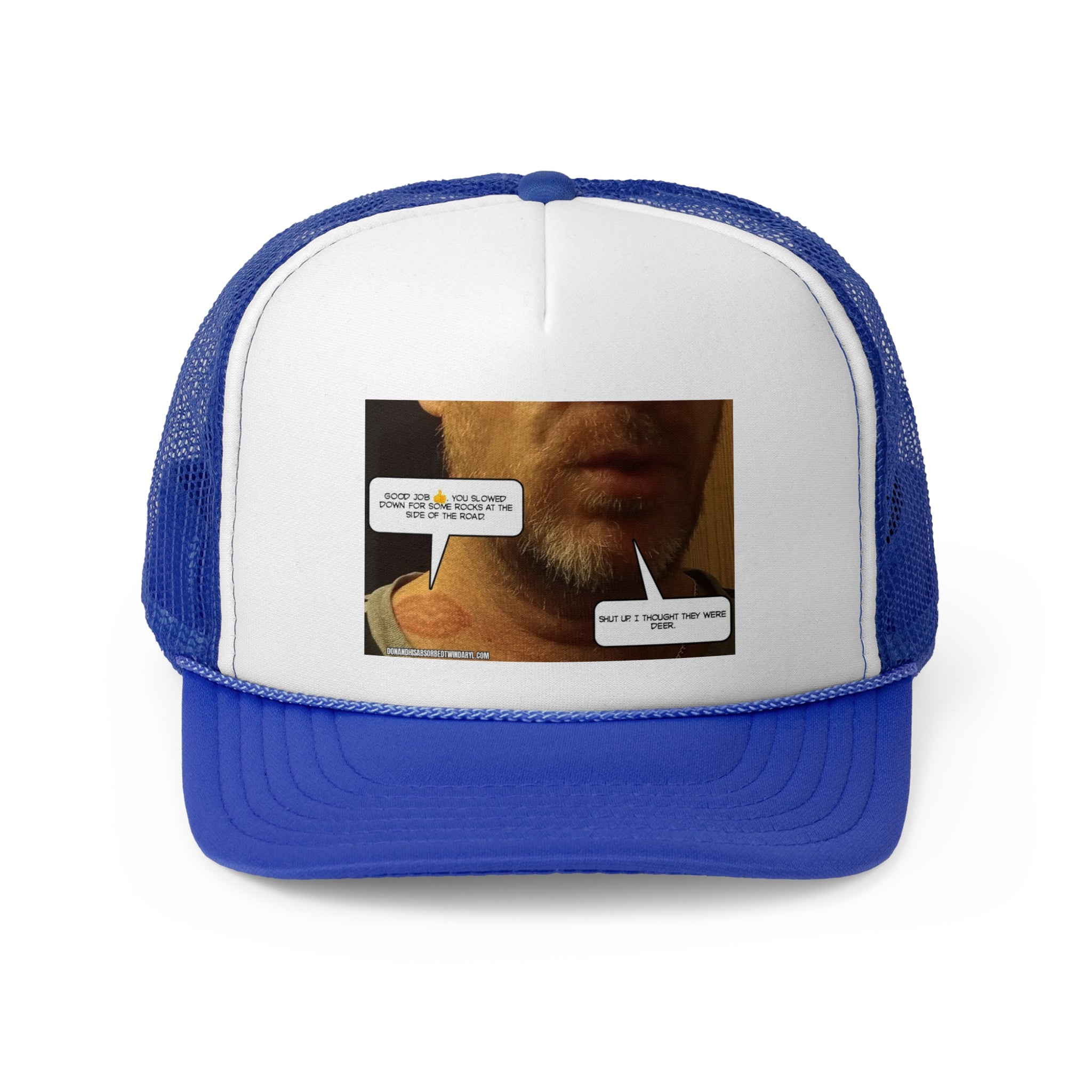 Funny Graphic Trucker Cap - "Those were rocks" Comic Design