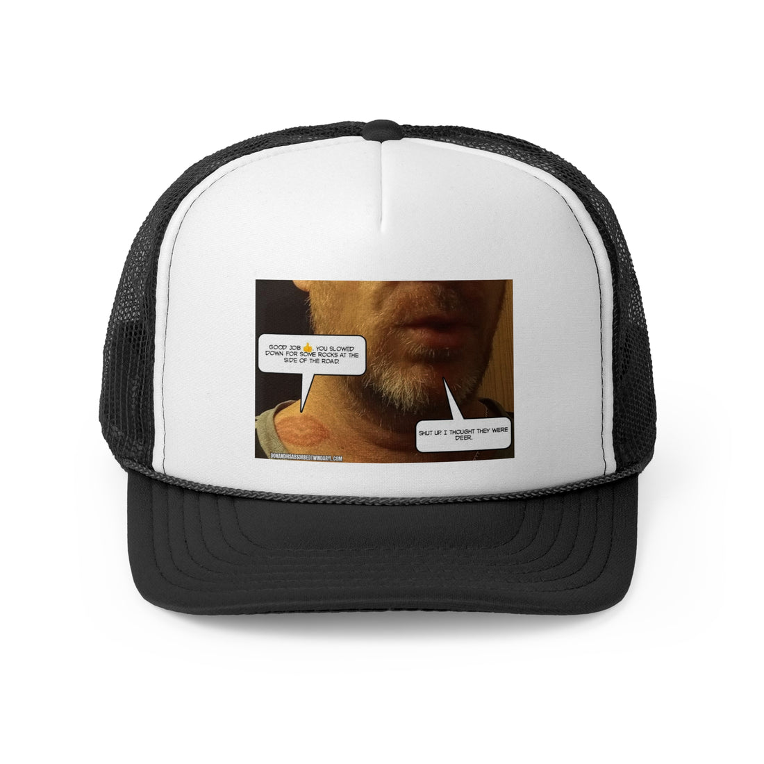 Funny Graphic Trucker Cap - "Those were rocks" Comic Design