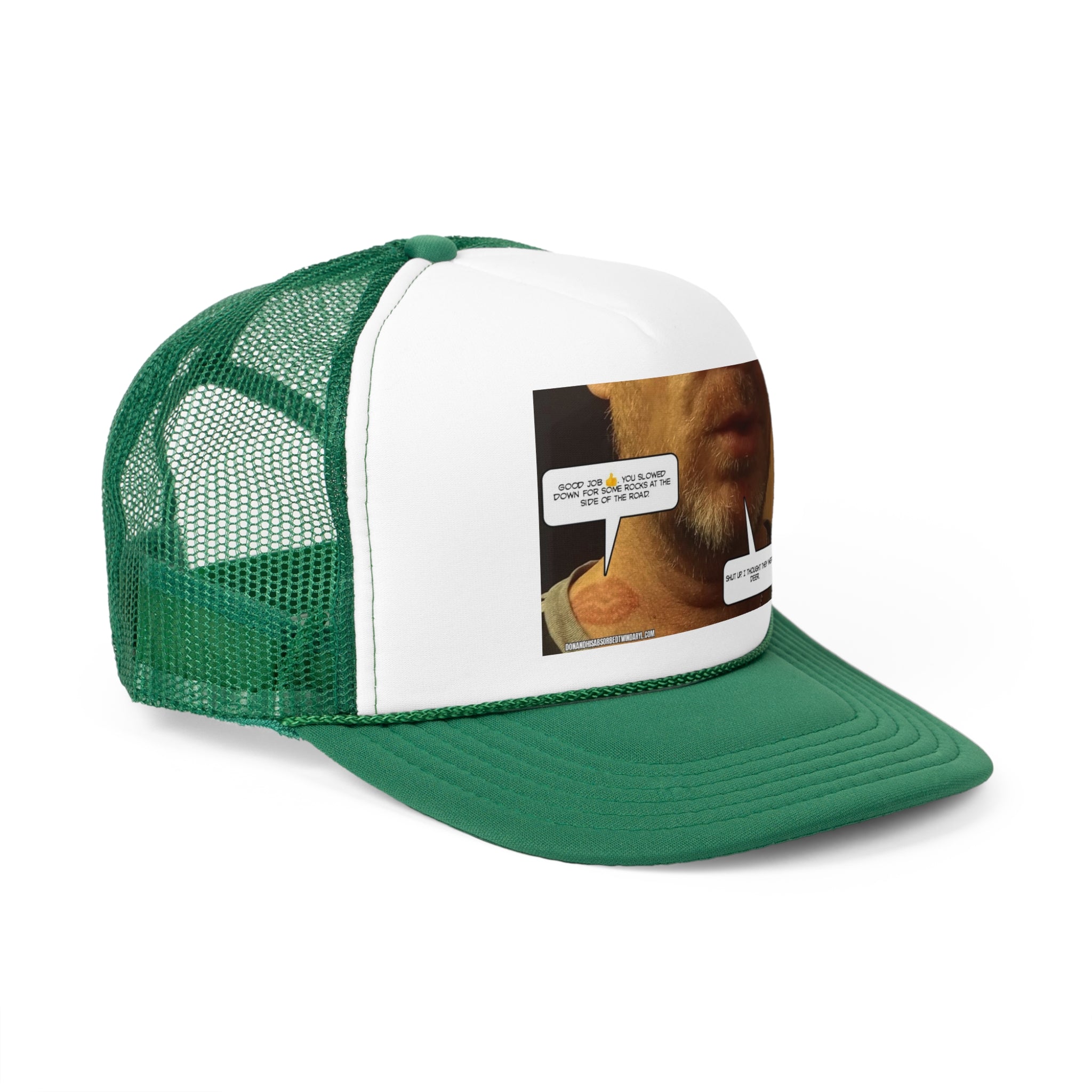 Funny Graphic Trucker Cap - "Those were rocks" Comic Design