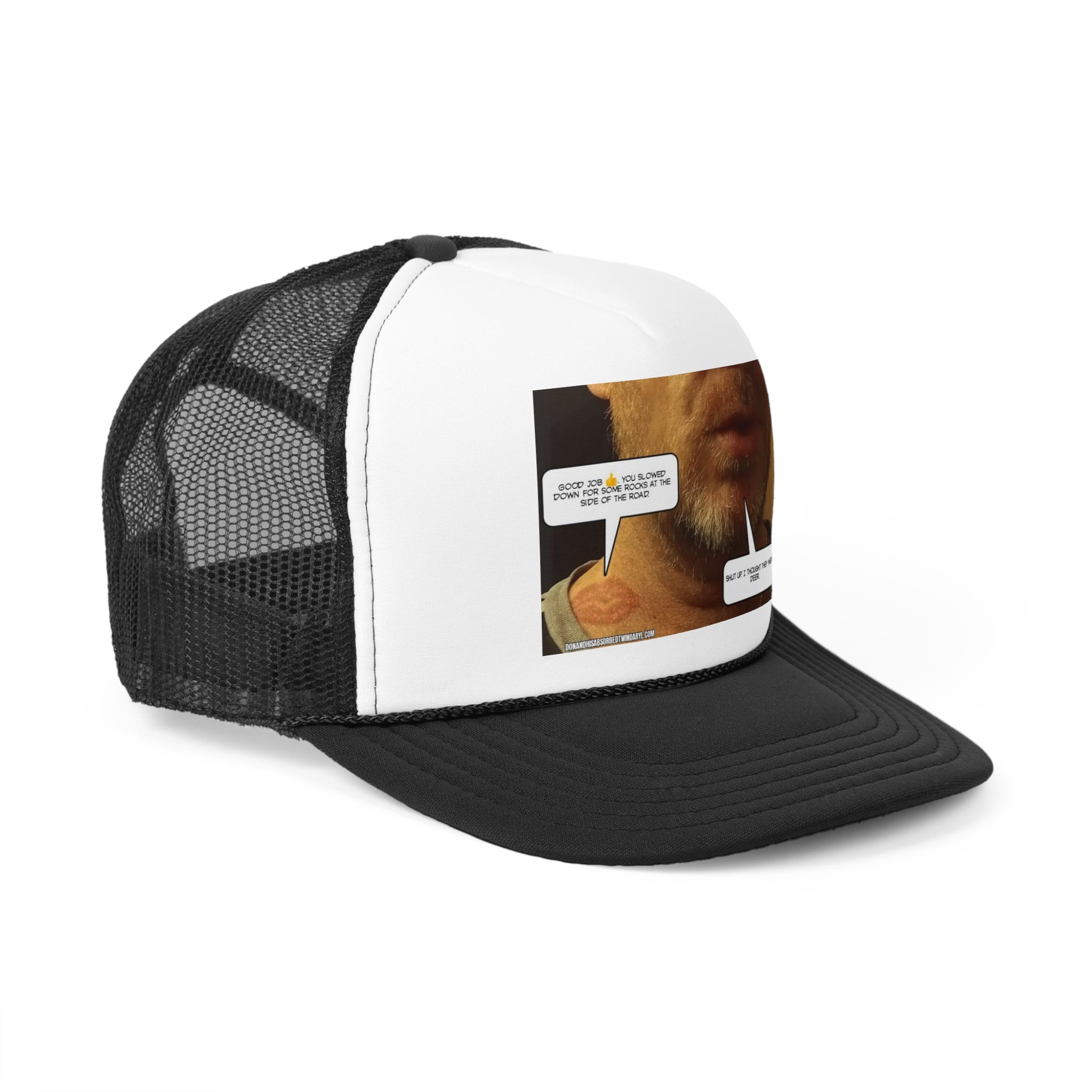 Funny Graphic Trucker Cap - "Those were rocks" Comic Design