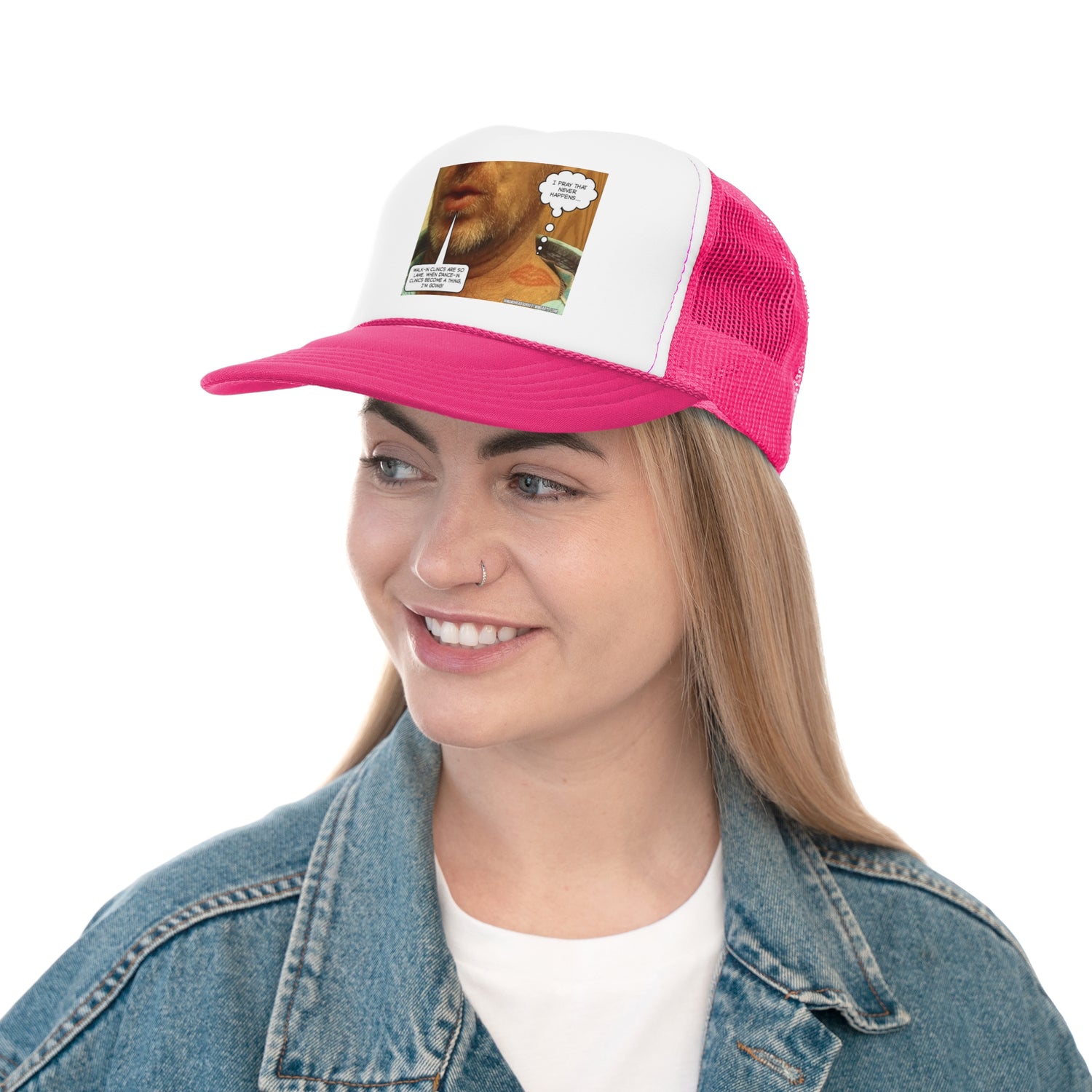 Funny Trucker Cap - "Walk in Clinics" Comic Design for Medical Humor Lovers