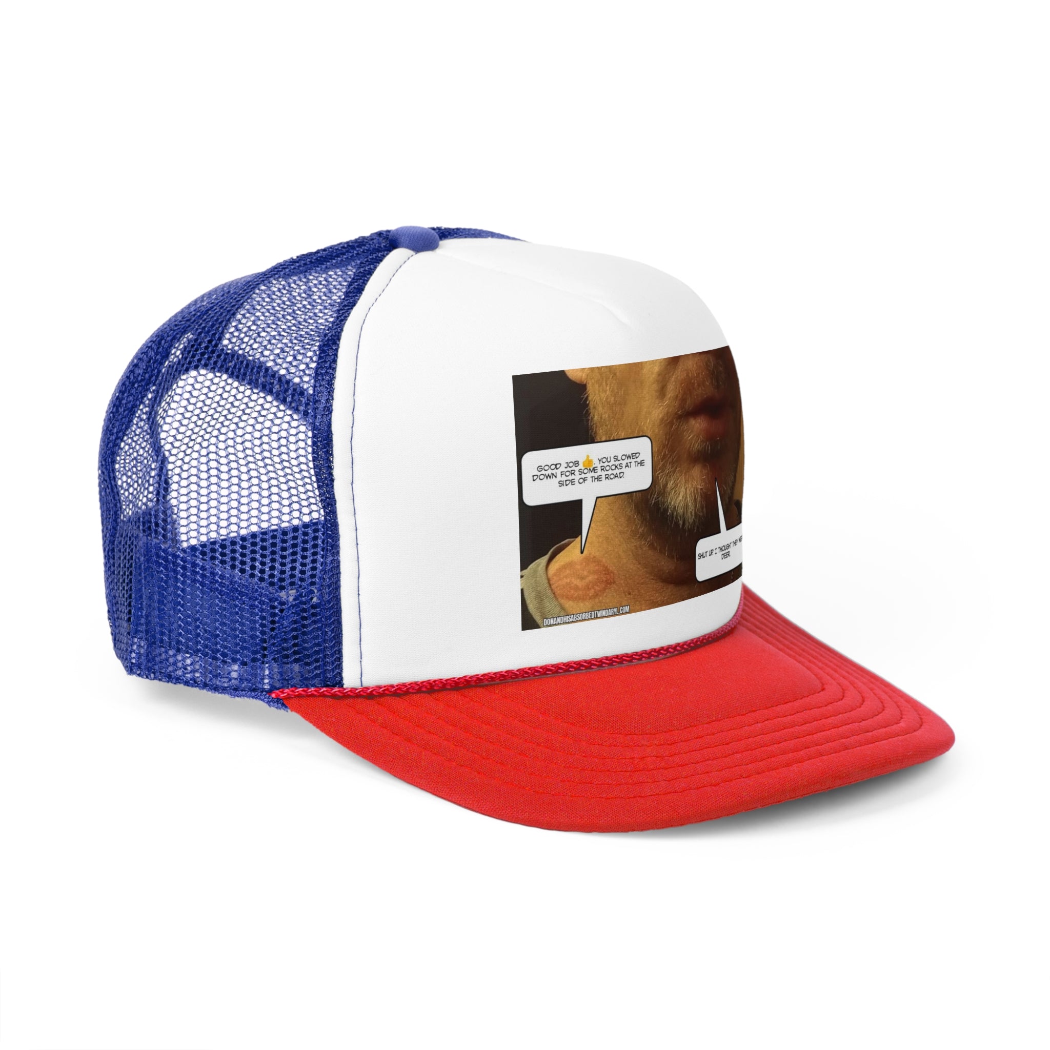 Funny Graphic Trucker Cap - "Those were rocks" Comic Design
