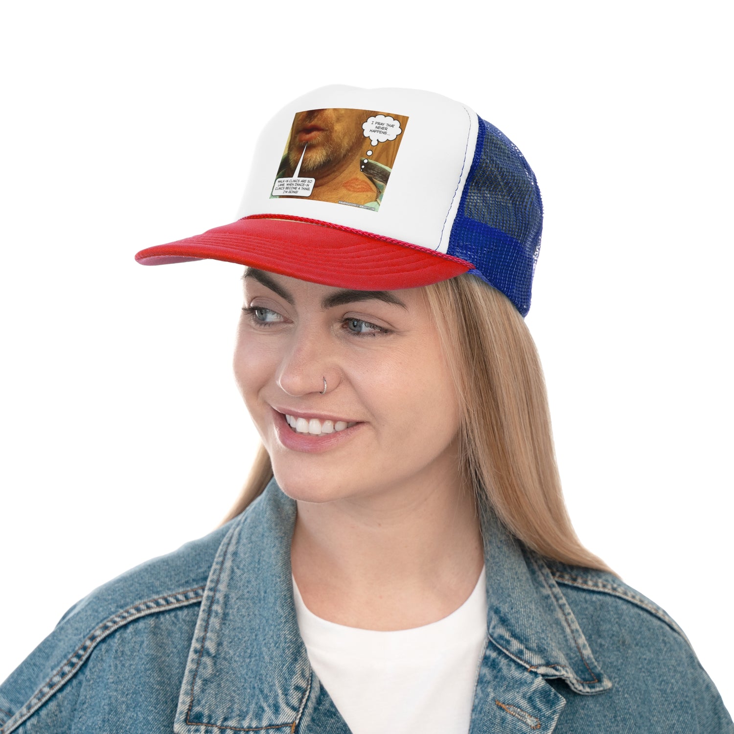 Funny Trucker Cap - "Walk in Clinics" Comic Design for Medical Humor Lovers