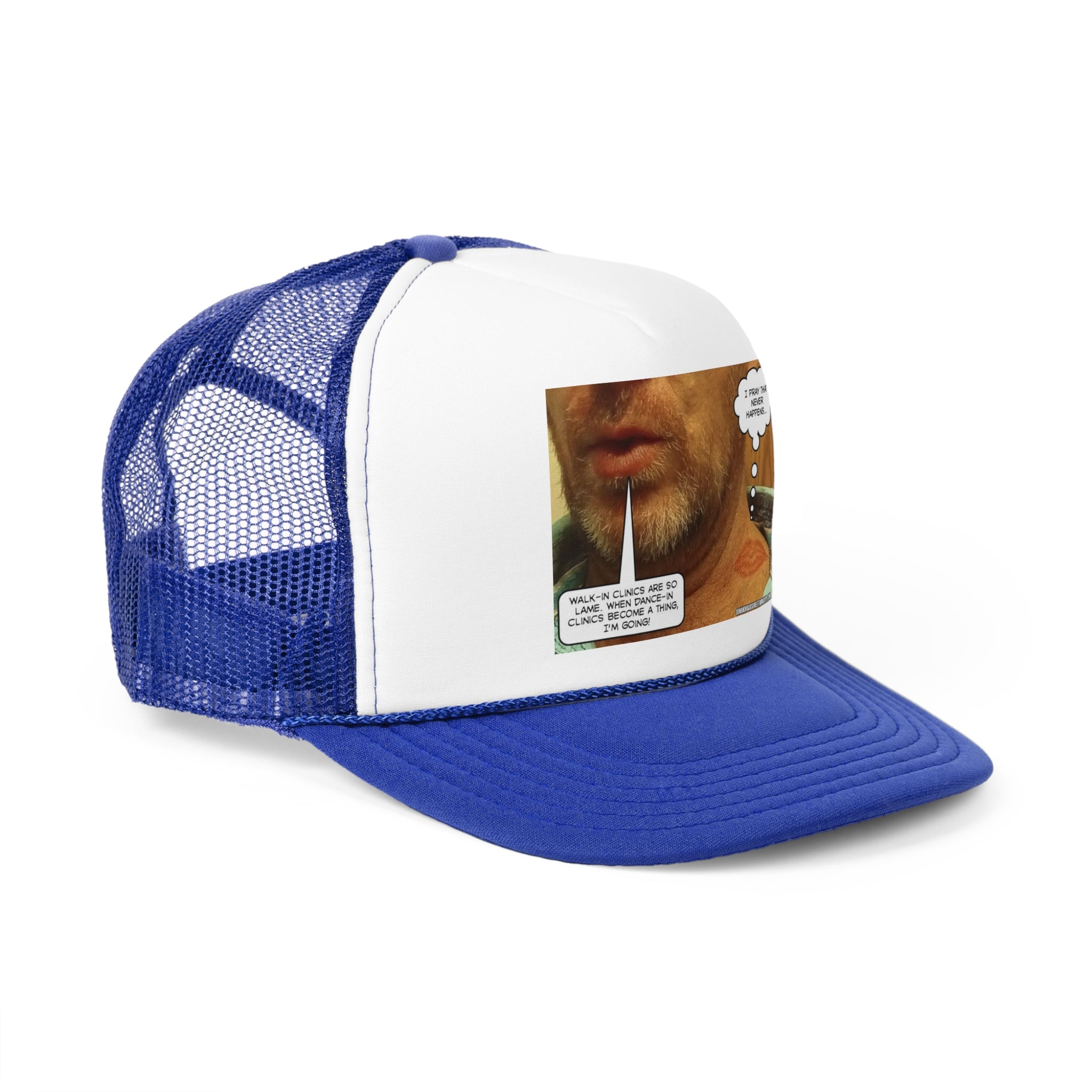 Funny Trucker Cap - "Walk in Clinics" Comic Design for Medical Humor Lovers