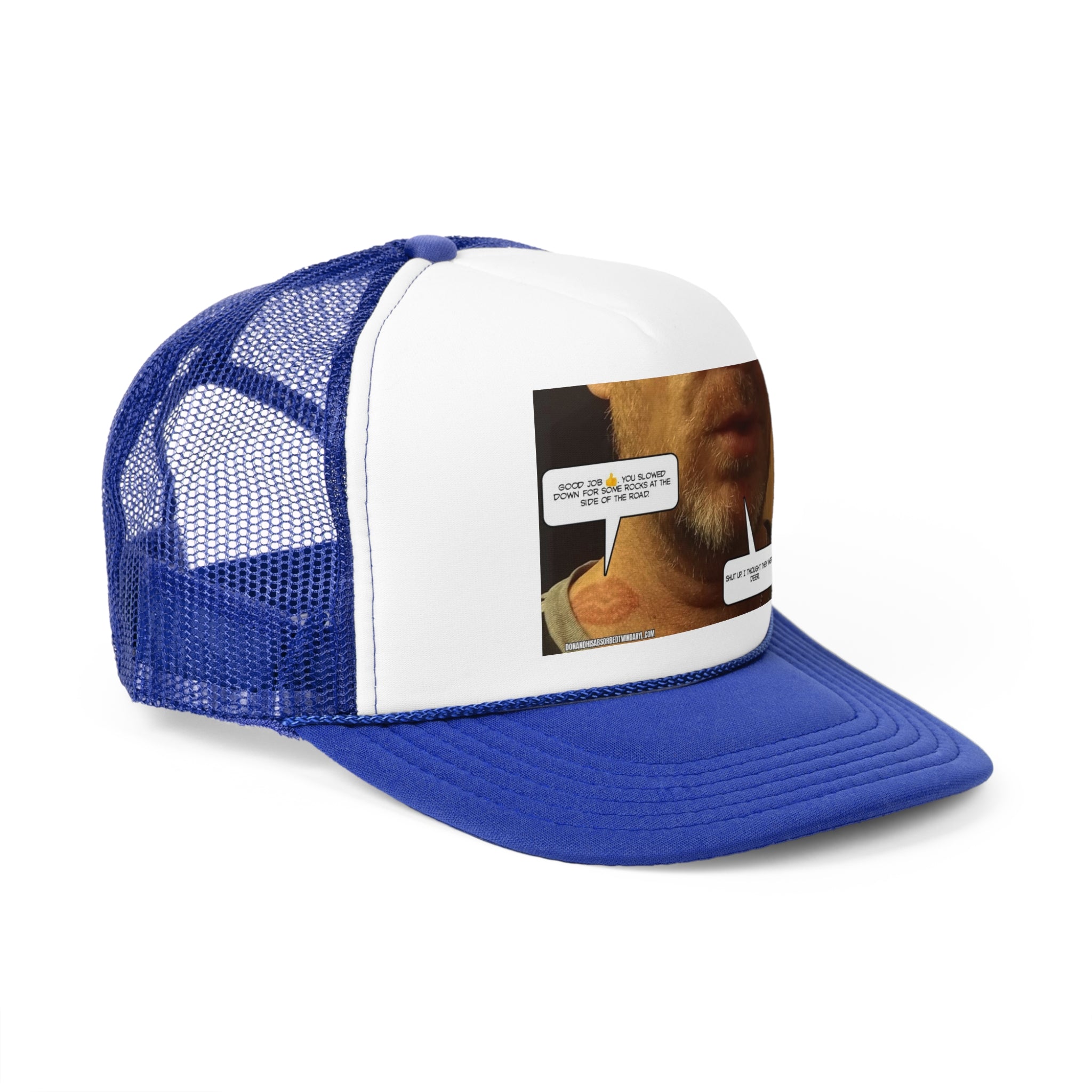 Funny Graphic Trucker Cap - "Those were rocks" Comic Design