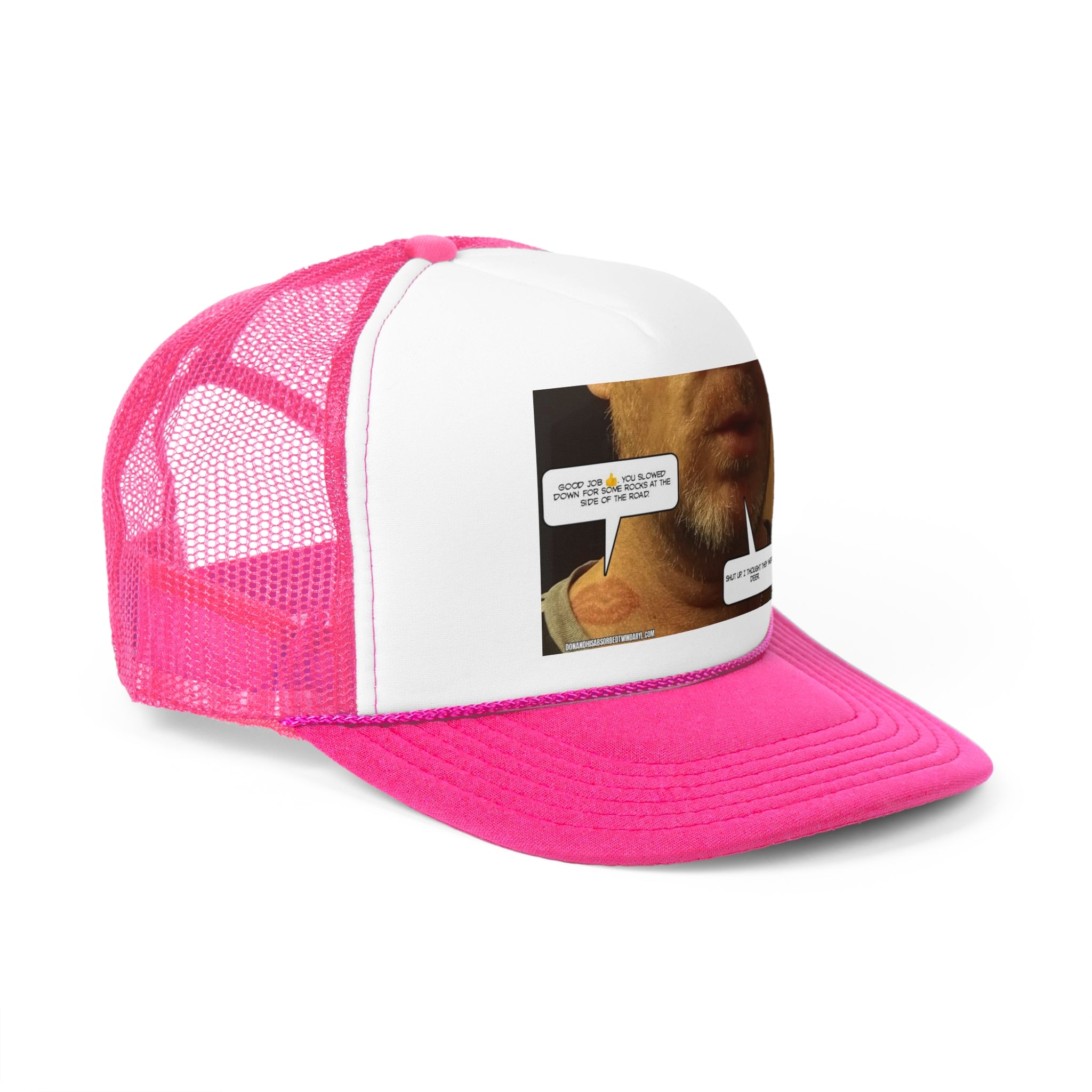 Funny Graphic Trucker Cap - "Those were rocks" Comic Design