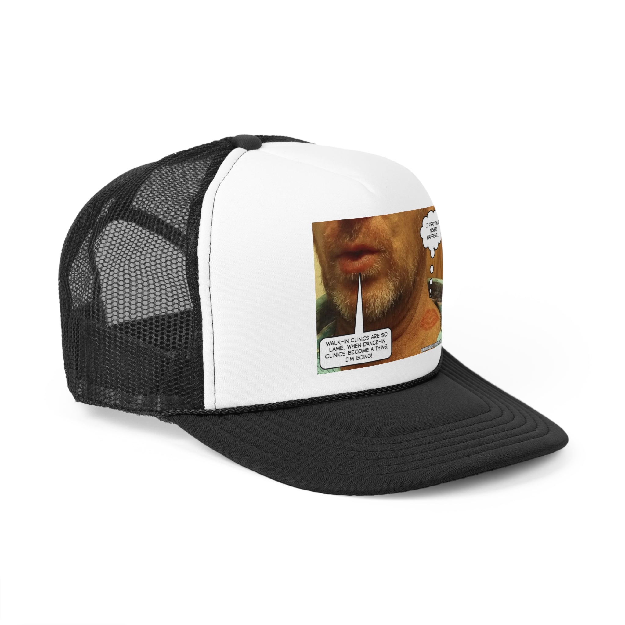 Funny Trucker Cap - "Walk in Clinics" Comic Design for Medical Humor Lovers
