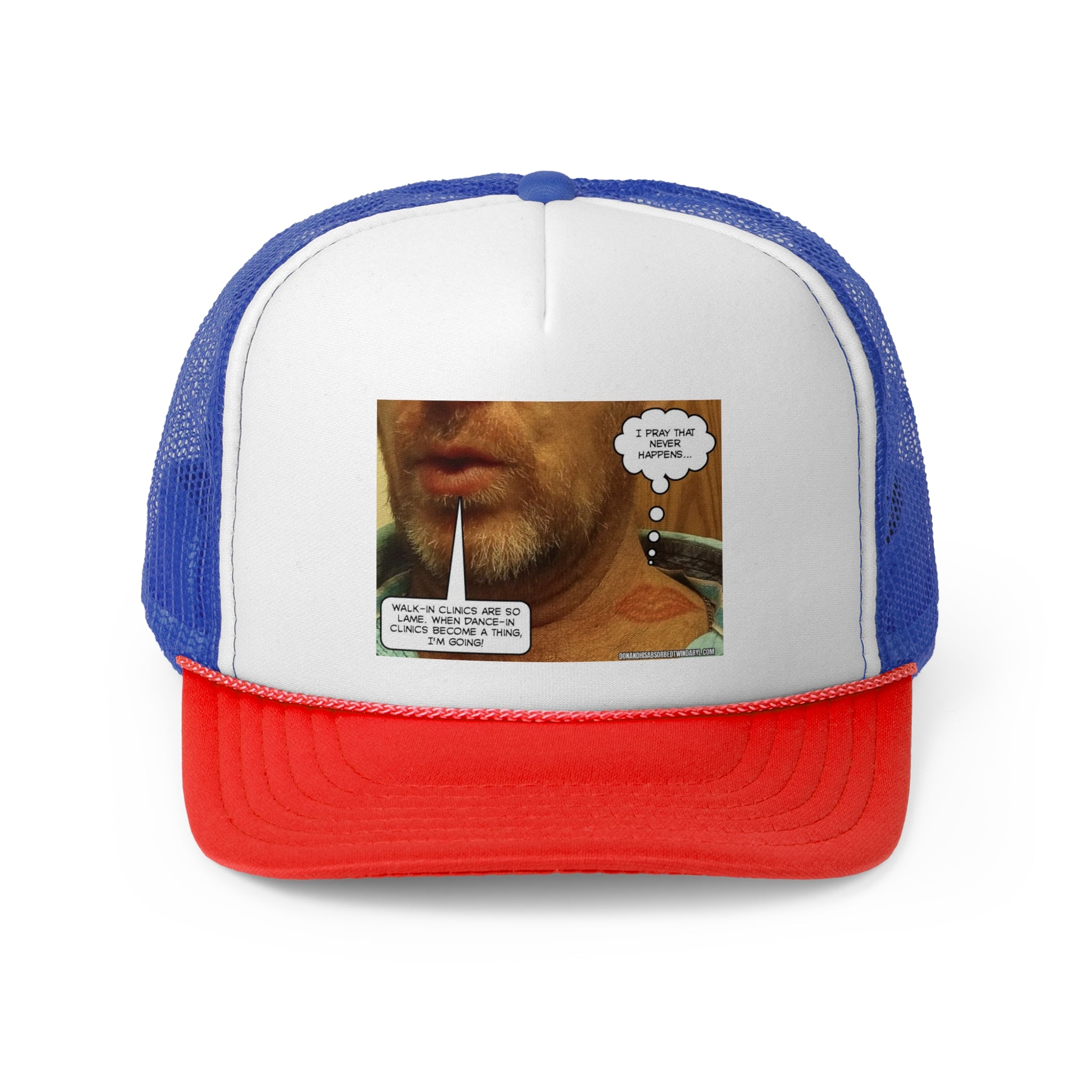 Funny Trucker Cap - "Walk in Clinics" Comic Design for Medical Humor Lovers