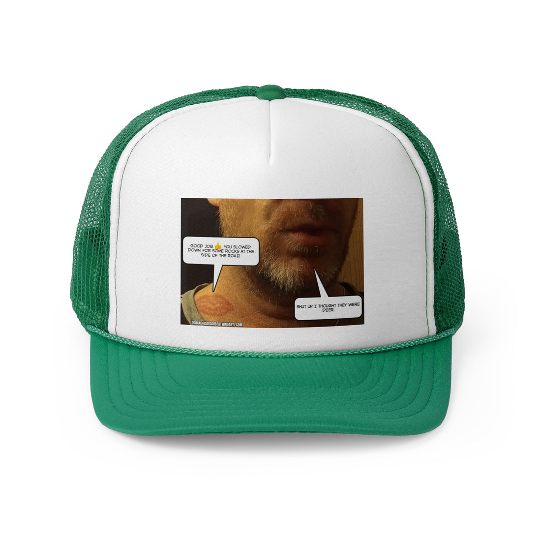 Funny Graphic Trucker Cap - "Those were rocks" Comic Design